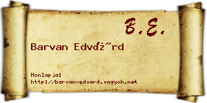 Barvan Edvárd névjegykártya